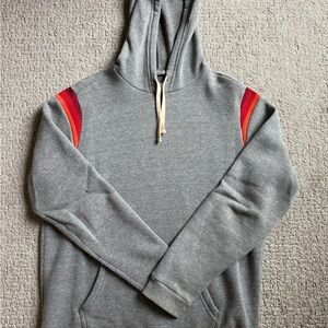Marine Layer Gray Hoodie with red and orange stripes